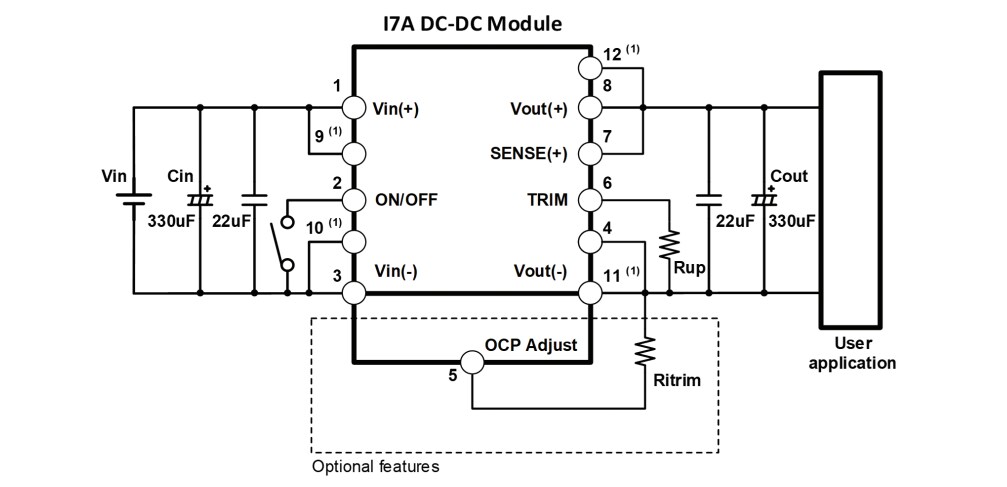 應用電路圖 - TDK-Lambda i7A 750W非隔離式DC-DC轉換器
